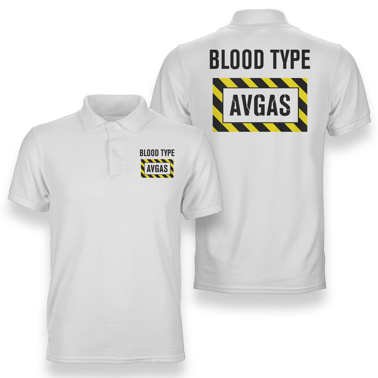 Blood Type AVGAS Designed Double Side Polo T-Shirts