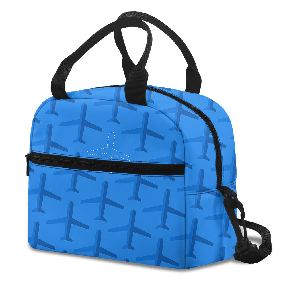 Blue Seamless Airplanes Designed Lunch Bags