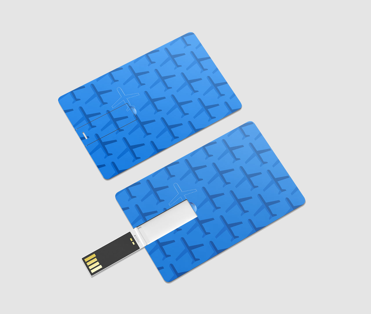 Blue Seamless Airplanes Designed USB Cards