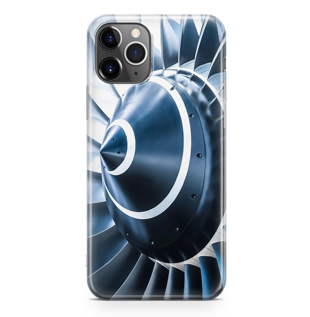 Blue Toned Super Jet Engine Blades Closeup Printed iPhone Cases