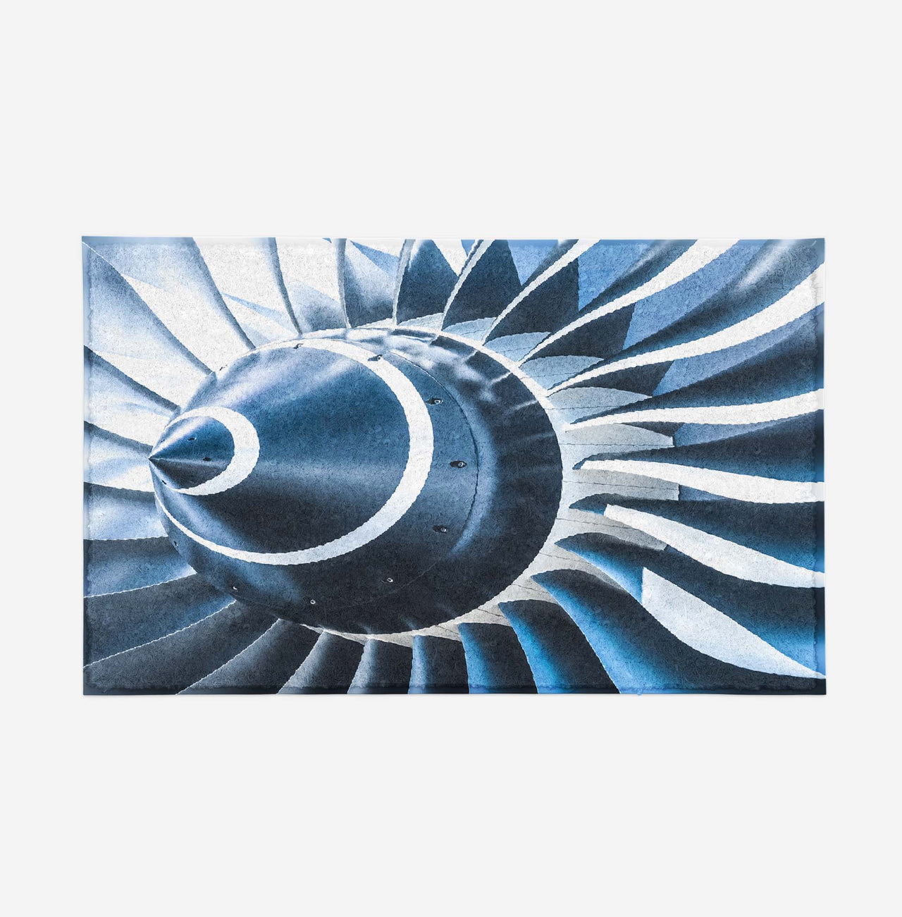 Blue Toned Super Jet Engine Blades Closeup Designed Door Mats
