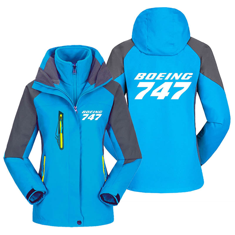 Boeing 747 & Text Designed Thick "WOMEN" Skiing Jackets