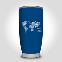 Thumbnail for World Map (Text) Designed Tumbler Travel Mugs
