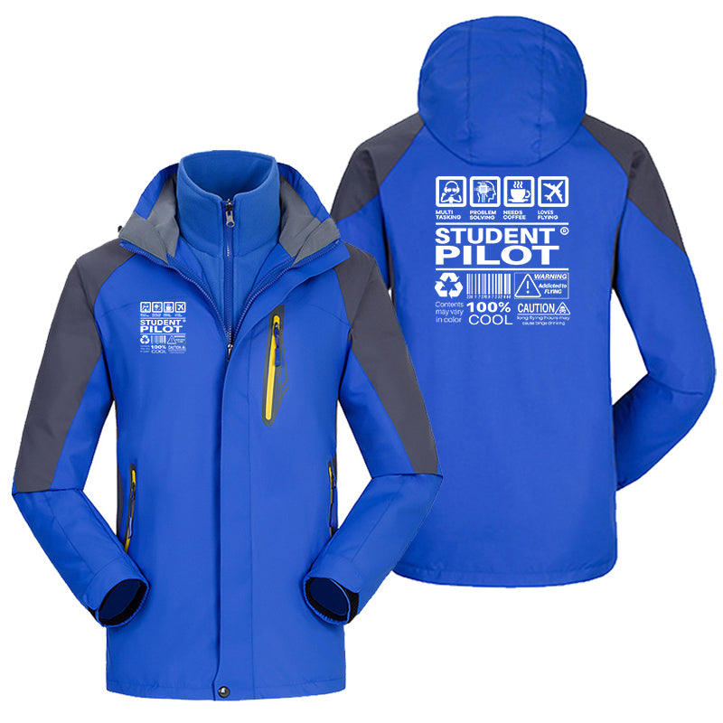 Student Pilot Label Designed Thick Skiing Jackets