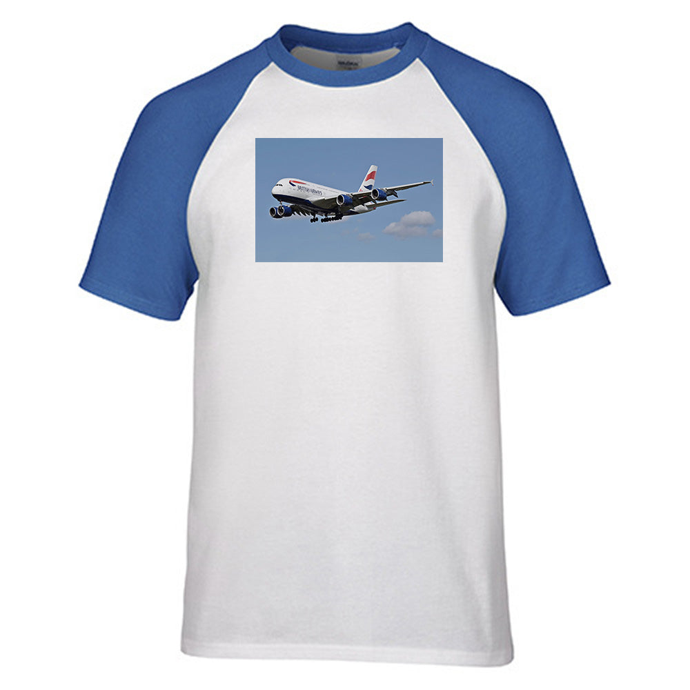 Landing British Airways A380 Designed Raglan T-Shirts