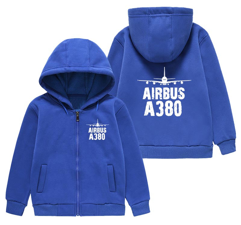 Airbus A380 & Plane Designed "CHILDREN" Zipped Hoodies