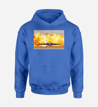 Thumbnail for Face to Face with Air Force Jet & Flames Designed Hoodies