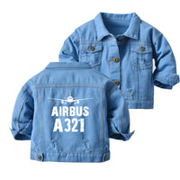 Thumbnail for Airbus A321 & Plane Designed Children Denim Jackets