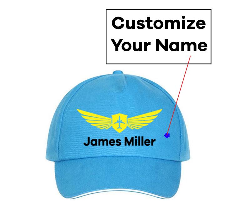 Customizable Name & Badge Designed Hats Pilot Eyes Store Blue(Colour) 