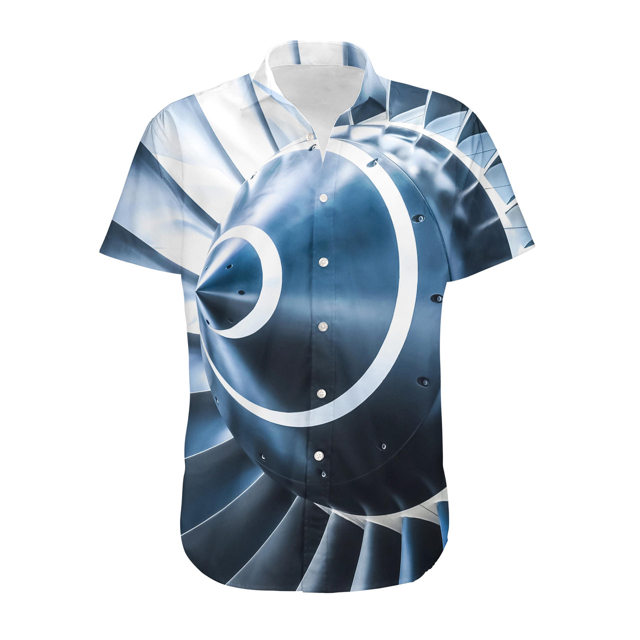 Blue Toned Super Jet Engine Blades Closeup Designed 3D Shirts