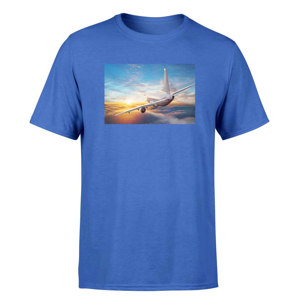Airliner Jet Cruising over Clouds Designed T-Shirts