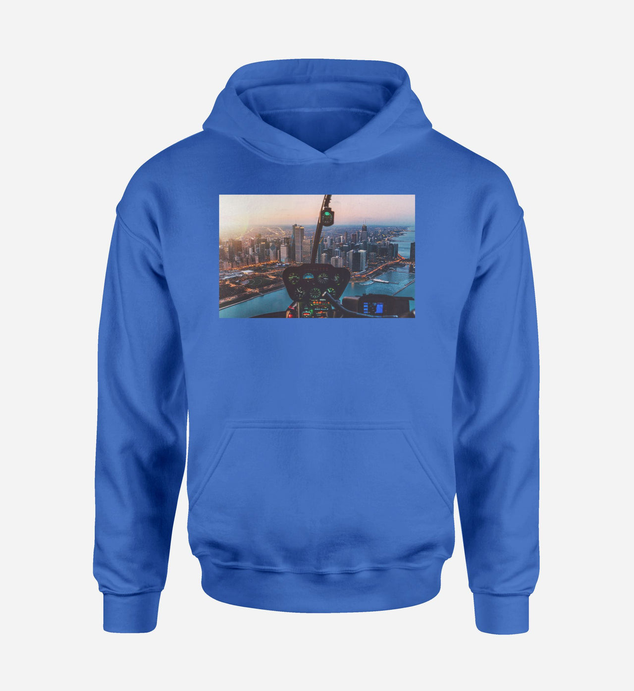 Amazing City View from Helicopter Cockpit Designed Hoodies