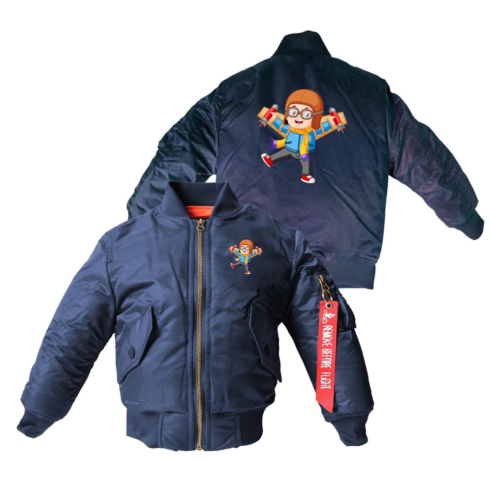 Cute Little Boy Pilot Costume Playing With Wings Designed Children Bomber Jackets