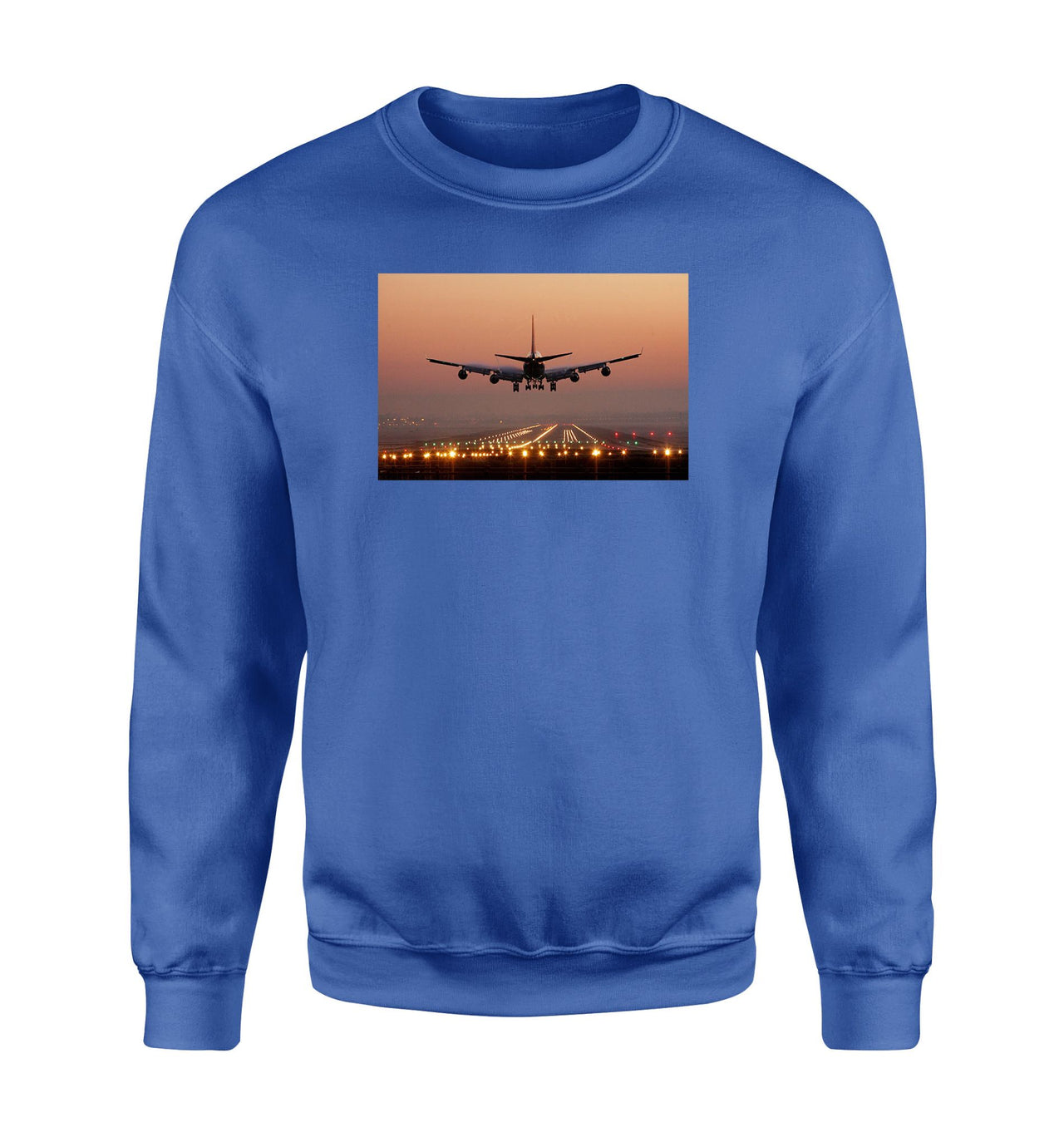 Landing Boeing 747 During Sunset Designed Sweatshirts
