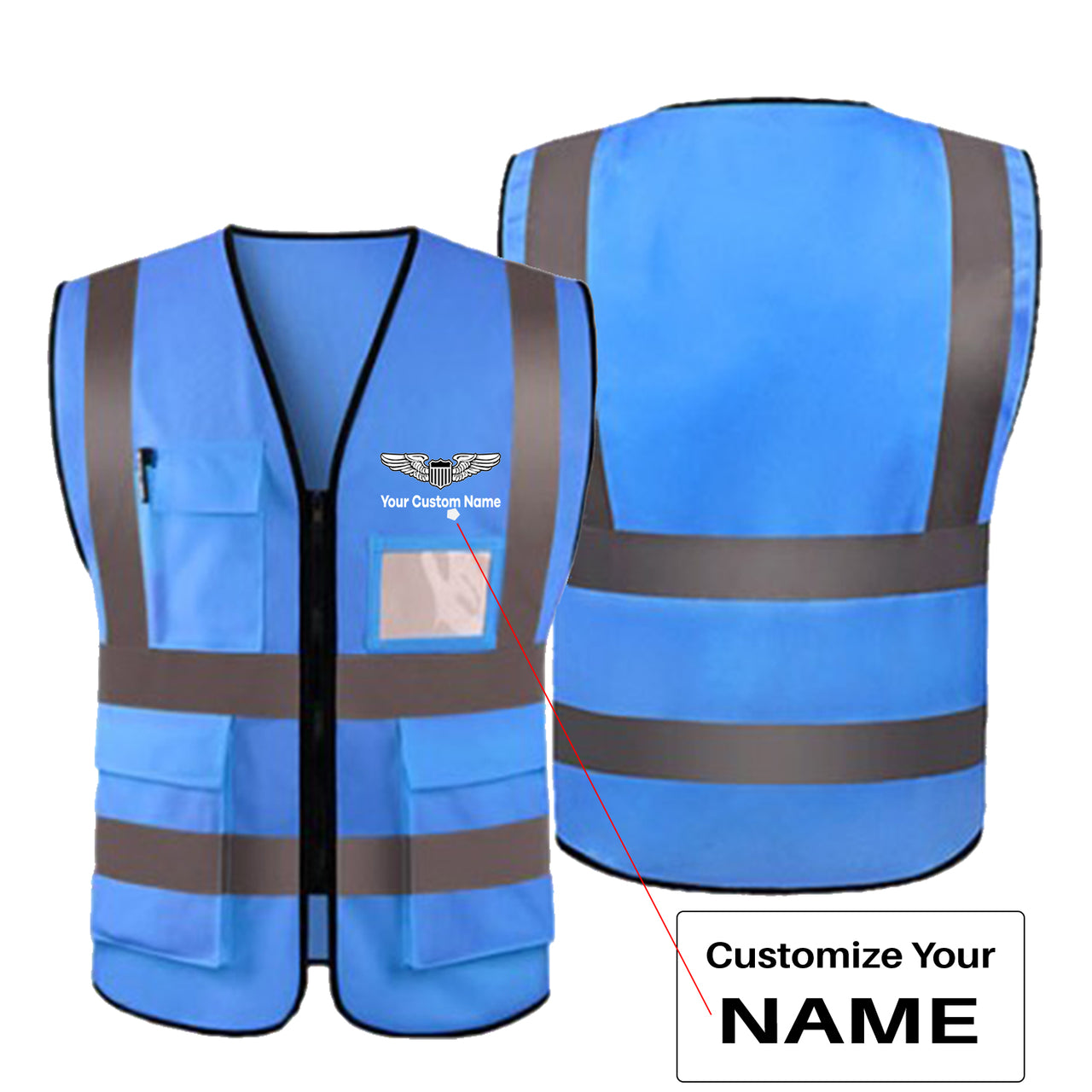 Custom Name (Military Badge ) Designed Reflective Vests