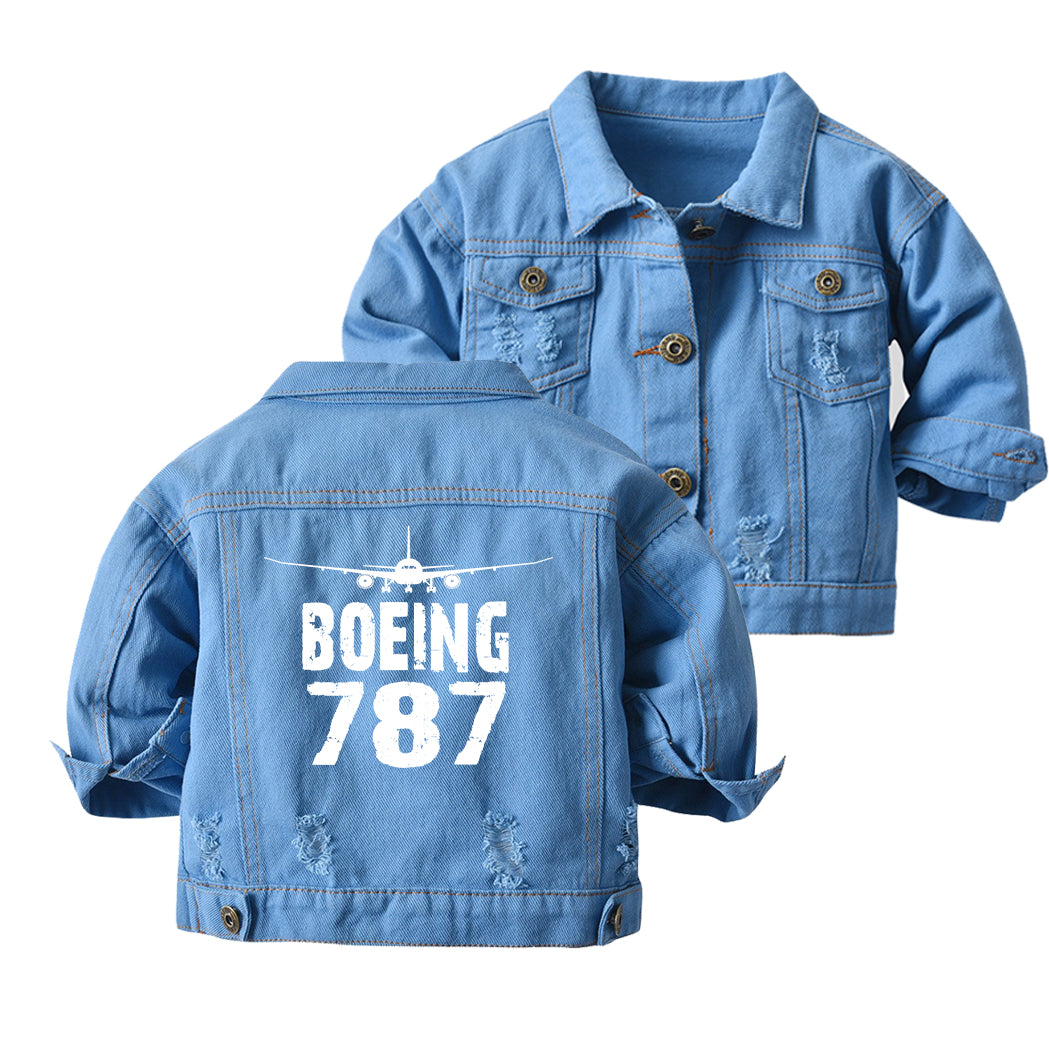 Boeing 787 & Plane Designed Children Denim Jackets