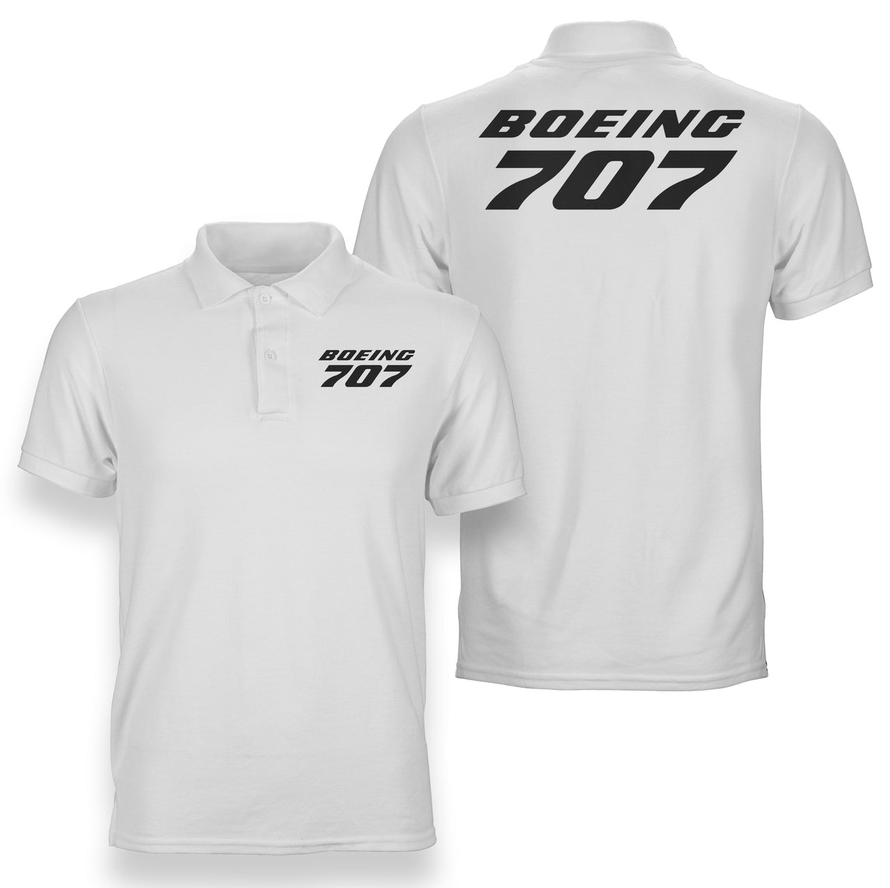 Boeing 707 & Text Designed Double Side Polo T-Shirts