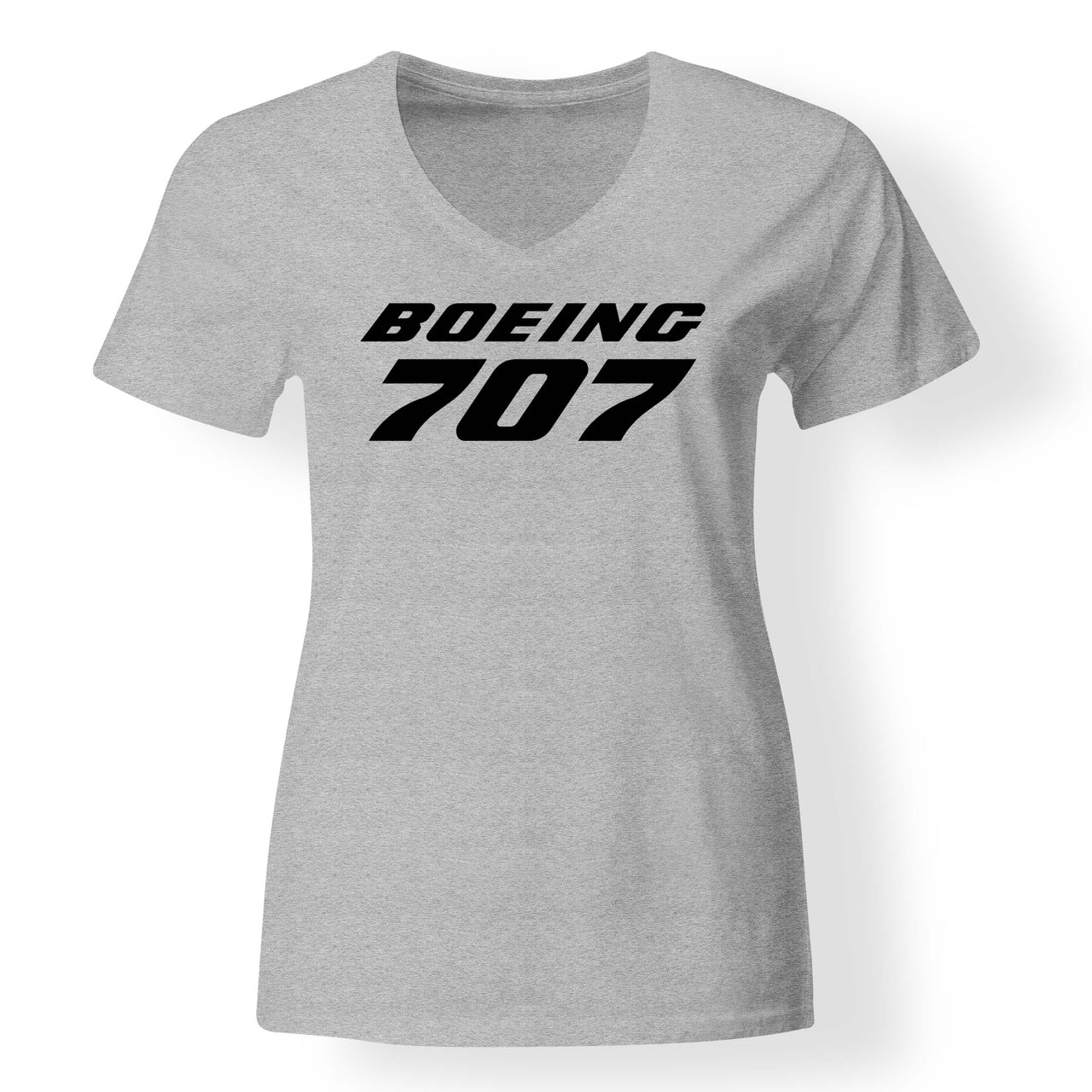 Boeing 707 & Text Designed V-Neck T-Shirts