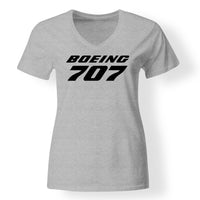 Thumbnail for Boeing 707 & Text Designed V-Neck T-Shirts