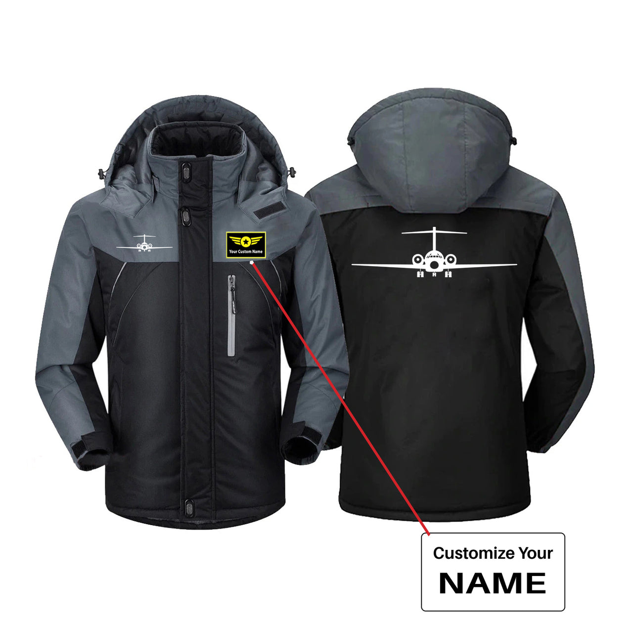 Boeing 717 Silhouette Designed Thick Winter Jackets