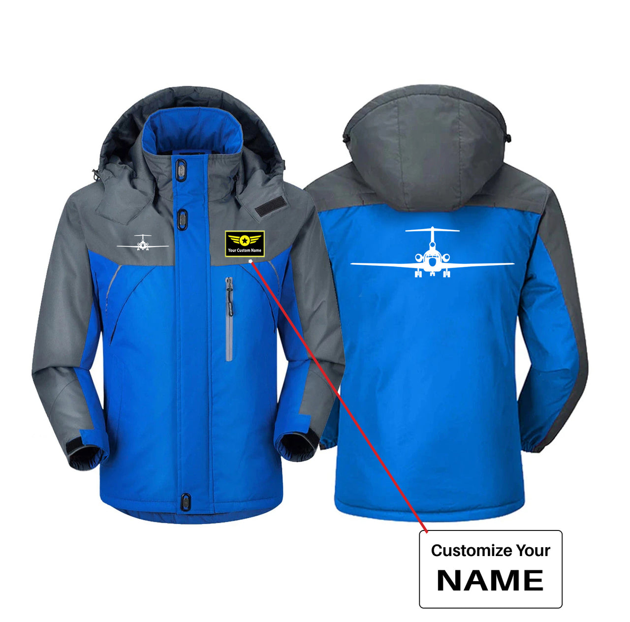 Boeing 727 Silhouette Designed Thick Winter Jackets