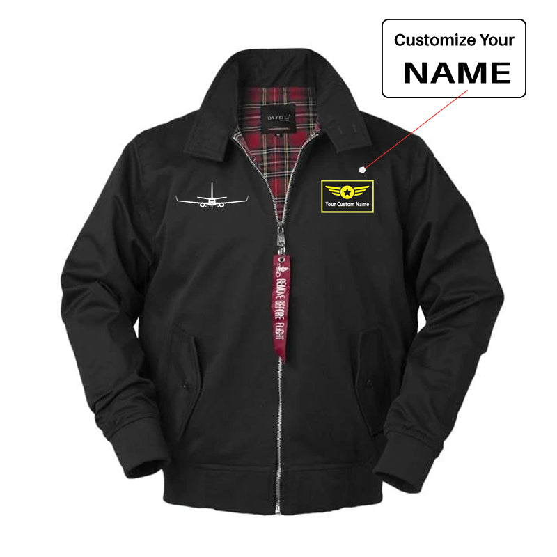 Boeing 737-800NG Silhouette Designed Vintage Style Jackets