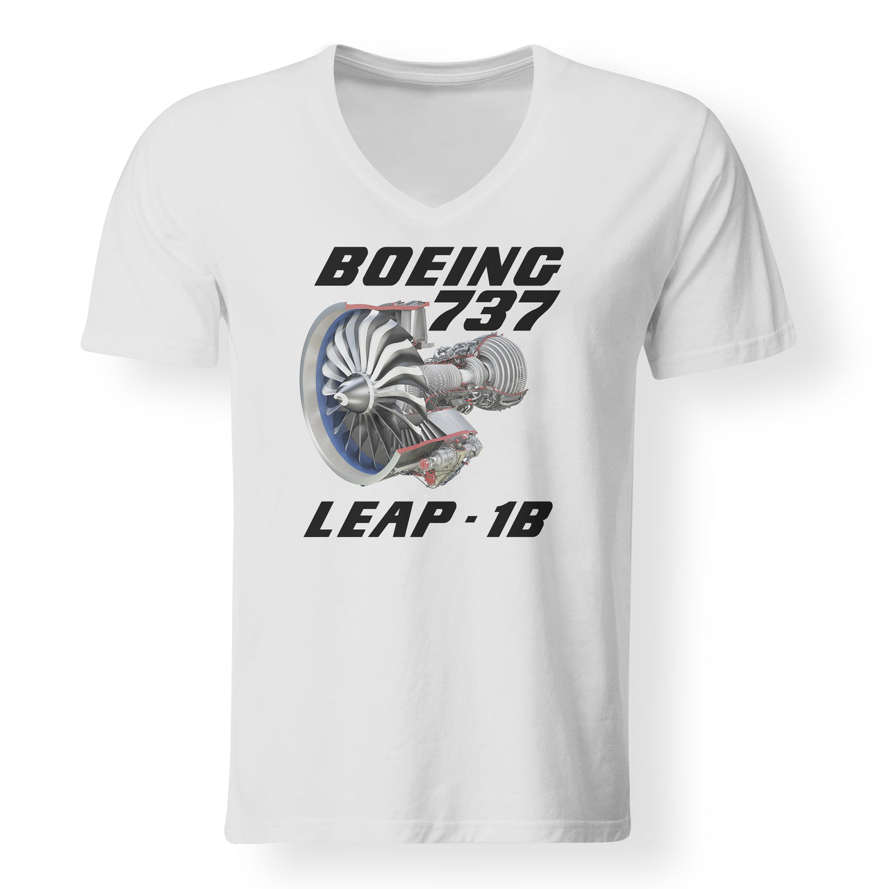 Boeing 737 & Leap 1B Engine Designed V-Neck T-Shirts
