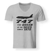 Thumbnail for BOEING 747 - QUEEN OF THE SKIES Designed V-Neck T-Shirts