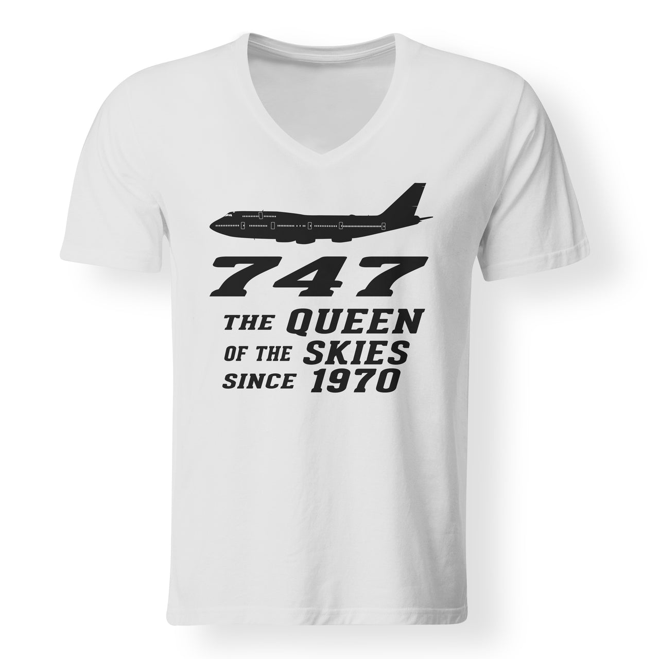 BOEING 747 - QUEEN OF THE SKIES Designed V-Neck T-Shirts