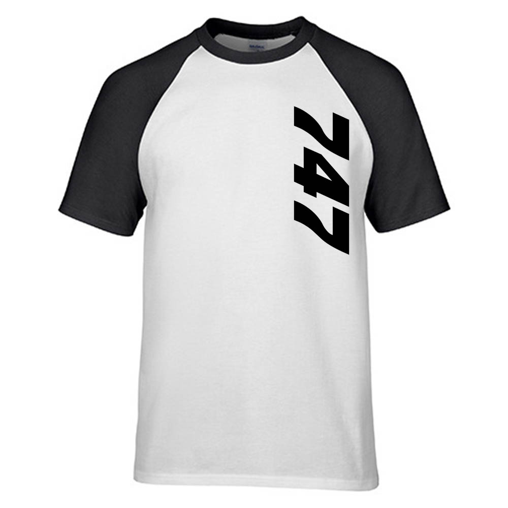 747 Side Text Designed Raglan T-Shirts