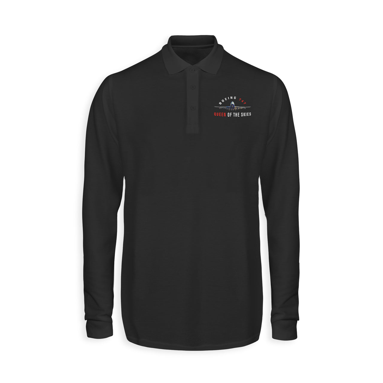 Boeing 747 Queen of the Skies Designed Long Sleeve Polo T-Shirts