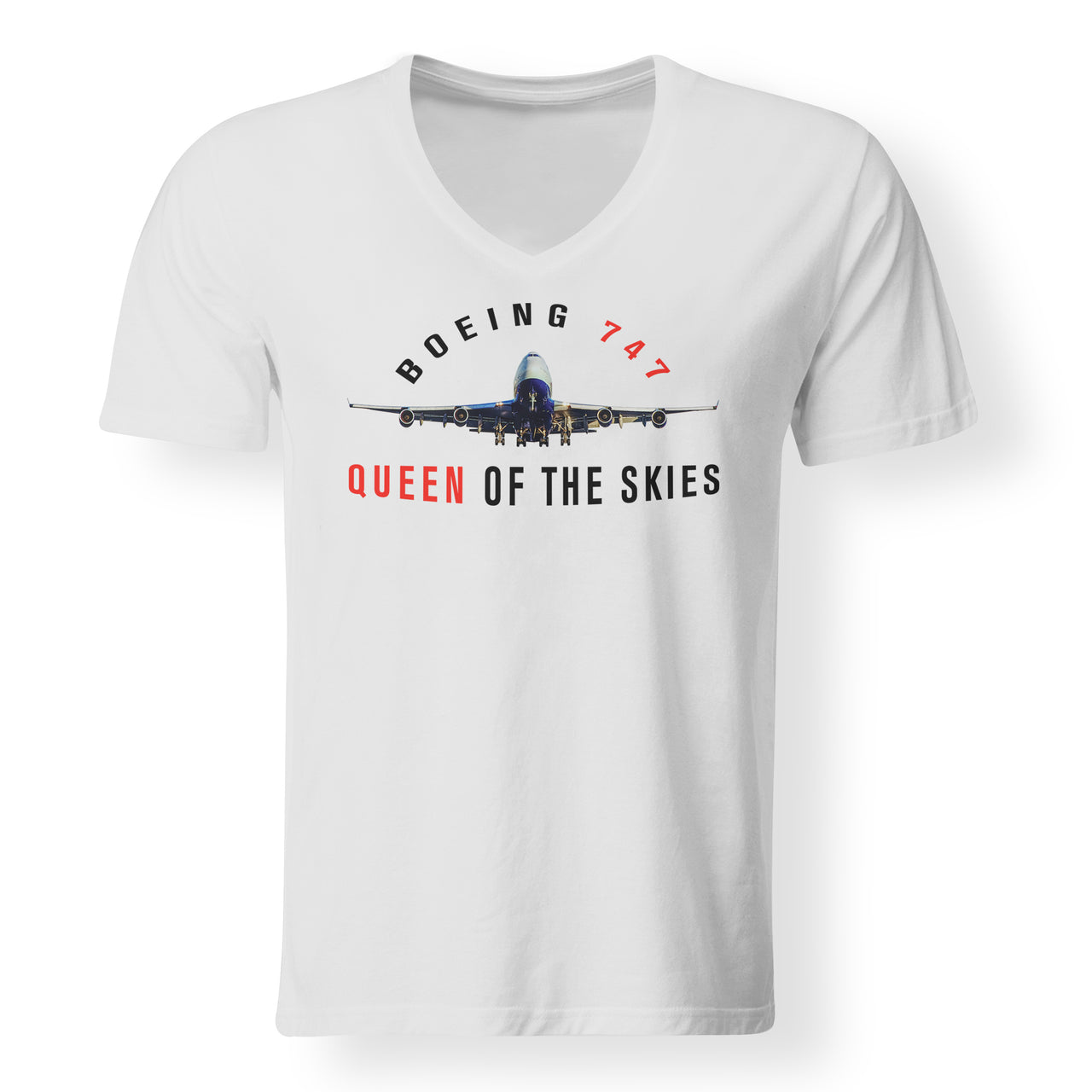 Boeing 747 Queen of the Skies Designed V-Neck T-Shirts