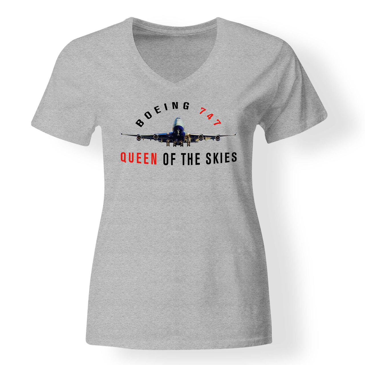 Boeing 747 Queen of the Skies Designed V-Neck T-Shirts