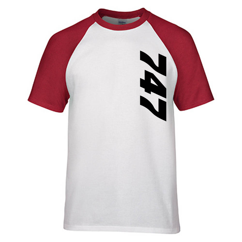 747 Side Text Designed Raglan T-Shirts
