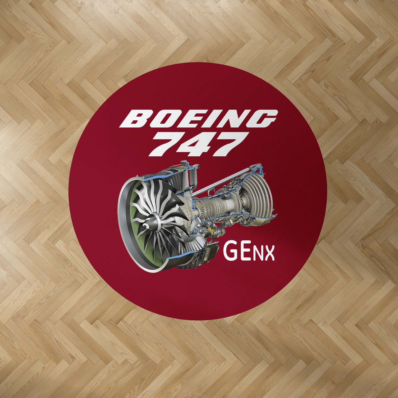 Boeing 747 & GENX Engine Designed Carpet & Floor Mats (Round)