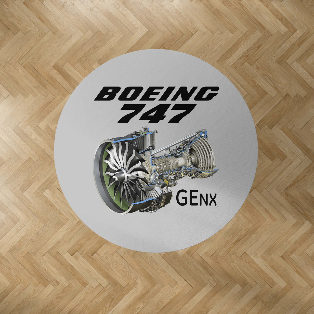 Boeing 747 & GENX Engine Designed Carpet & Floor Mats (Round)
