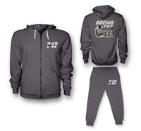 Thumbnail for Boeing 747 & PW4000-94 Engine Designed Zipped Hoodies & Sweatpants Set