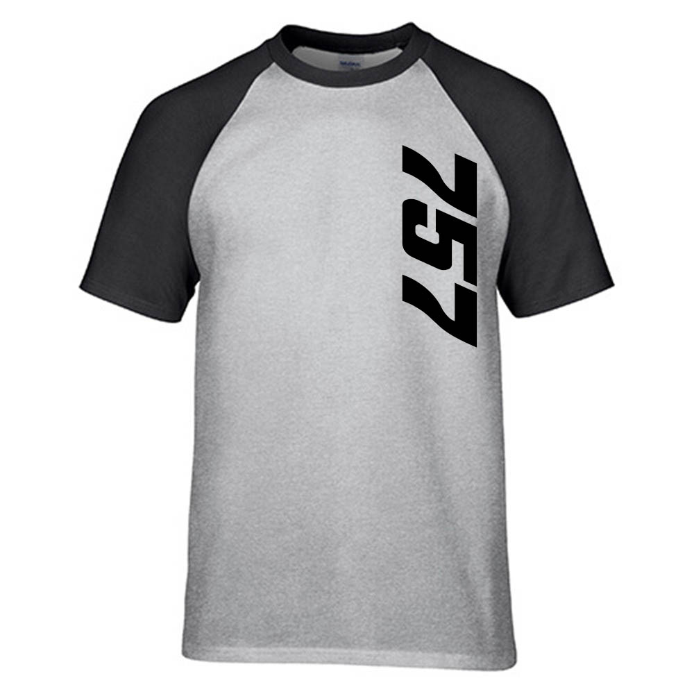 757 Side Text Designed Raglan T-Shirts