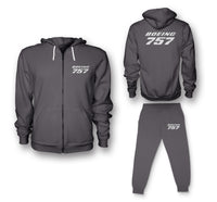 Thumbnail for Boeing 757 & Text Designed Zipped Hoodies & Sweatpants Set