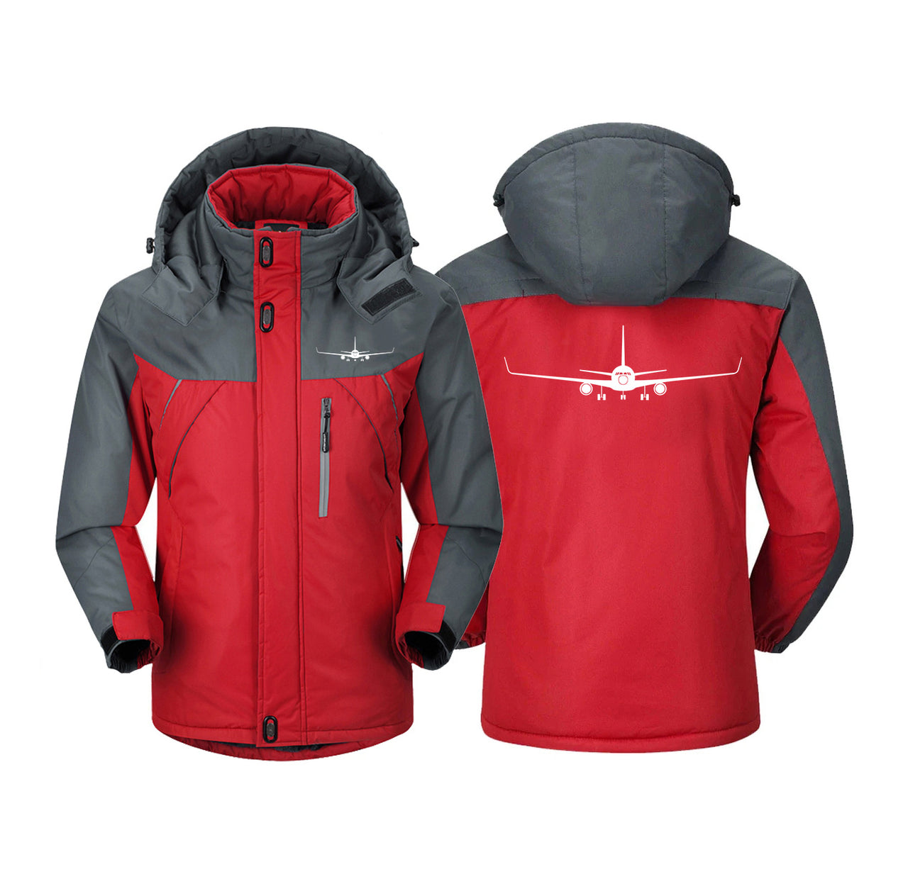 Boeing 767 Silhouette Designed Thick Winter Jackets