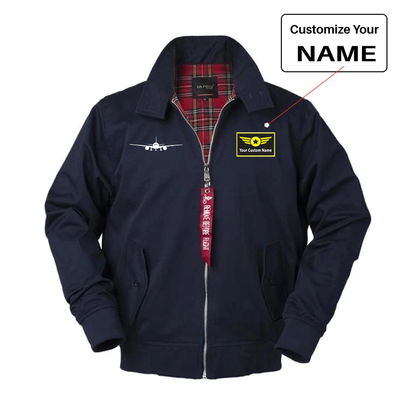 Boeing 777 Silhouette Designed Vintage Style Jackets