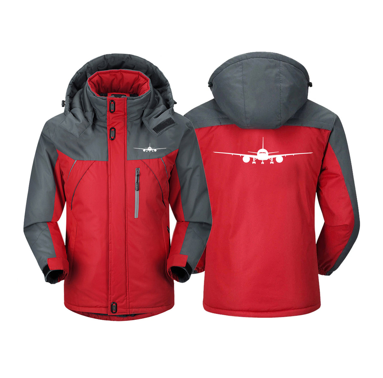 Boeing 777 Silhouette Designed Thick Winter Jackets
