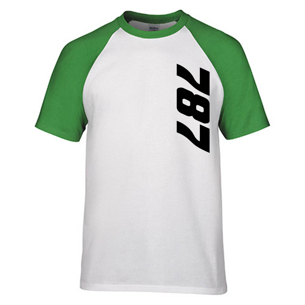 787 Side Text Designed Raglan T-Shirts