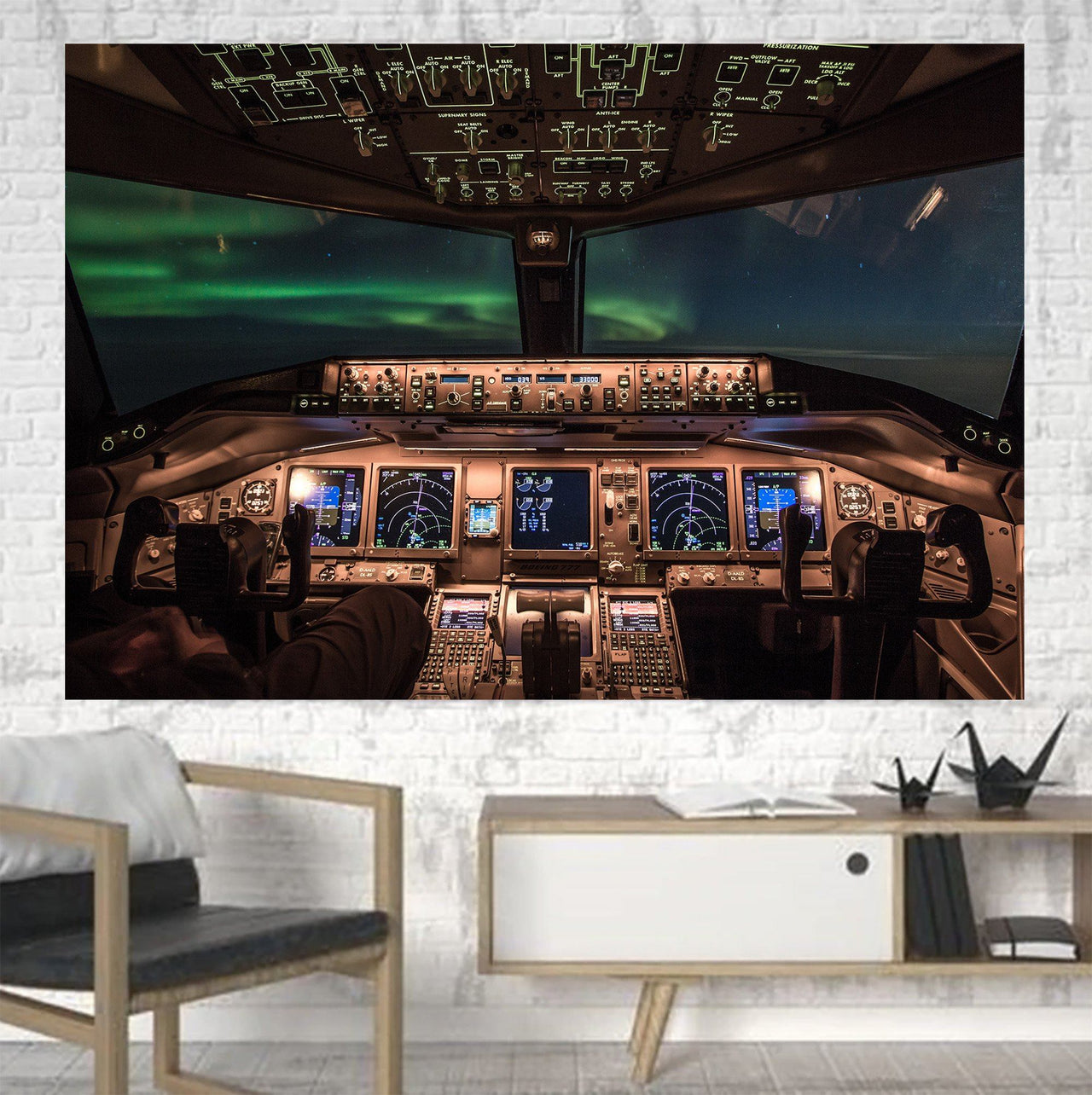 Boeing 777 Cockpit Printed Canvas Posters (1 Piece) Aviation Shop 