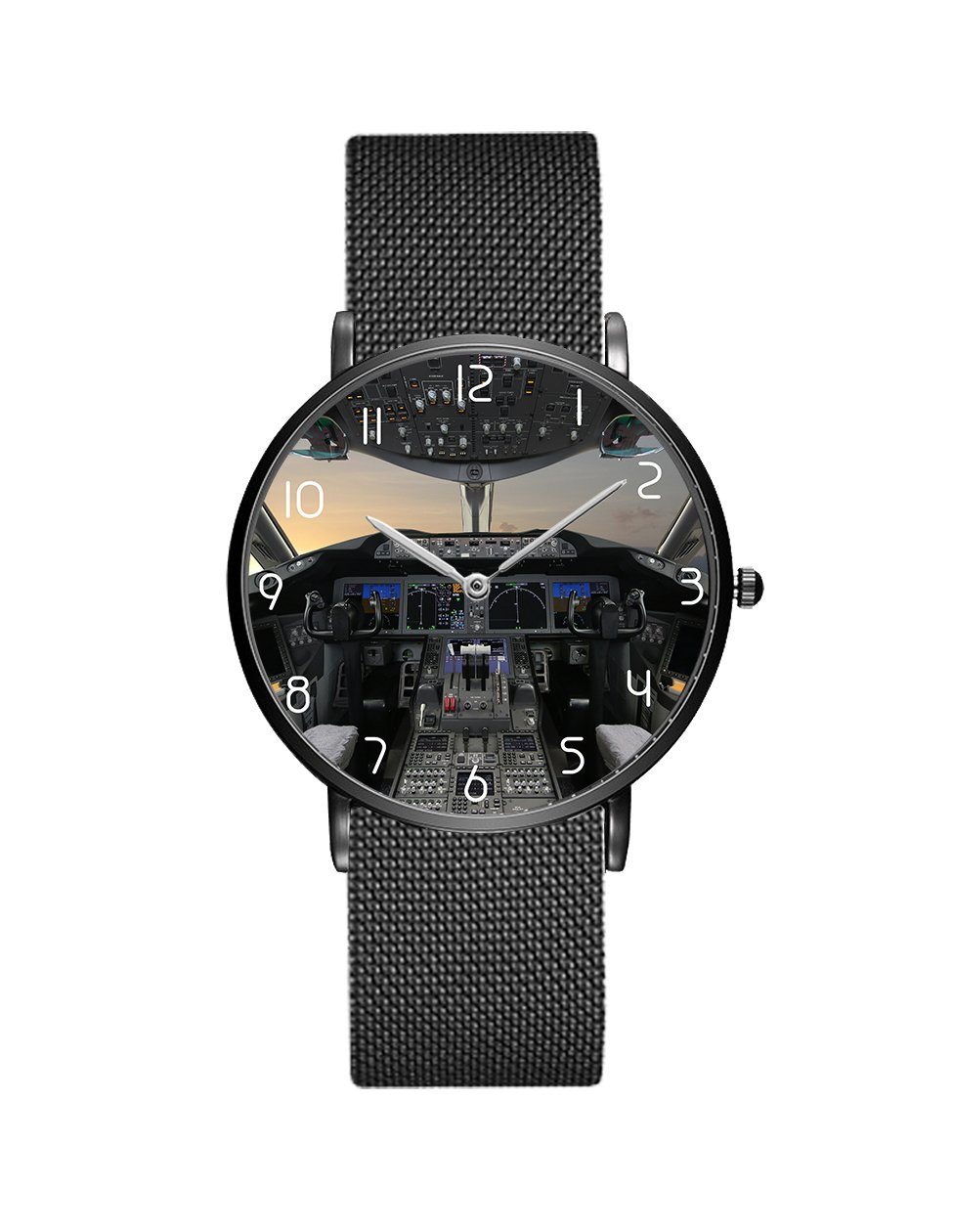 Boeing 787 Cocpit Designed Stainless Steel Strap Watches Pilot Eyes Store Black & Stainless Steel Strap 