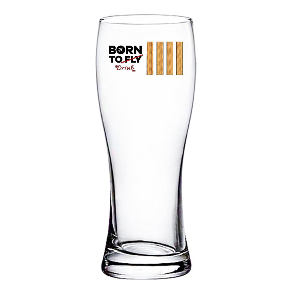 Born To Drink & 4 Lines Designed Pilsner Beer Glasses