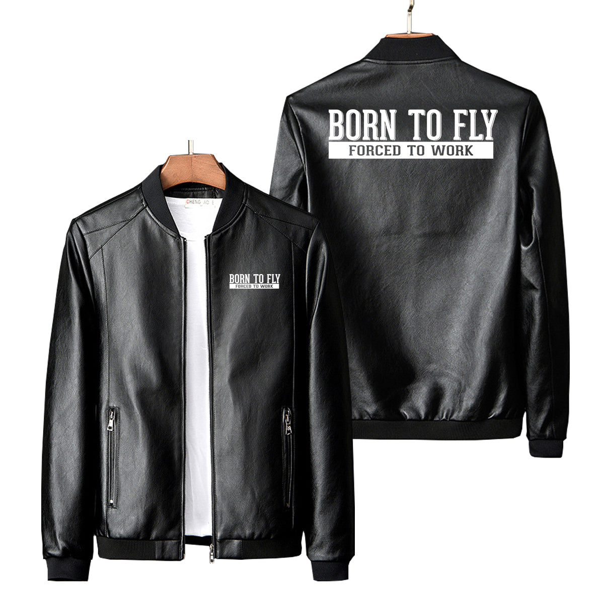 Born To Fly Forced To Work Designed PU Leather Jackets
