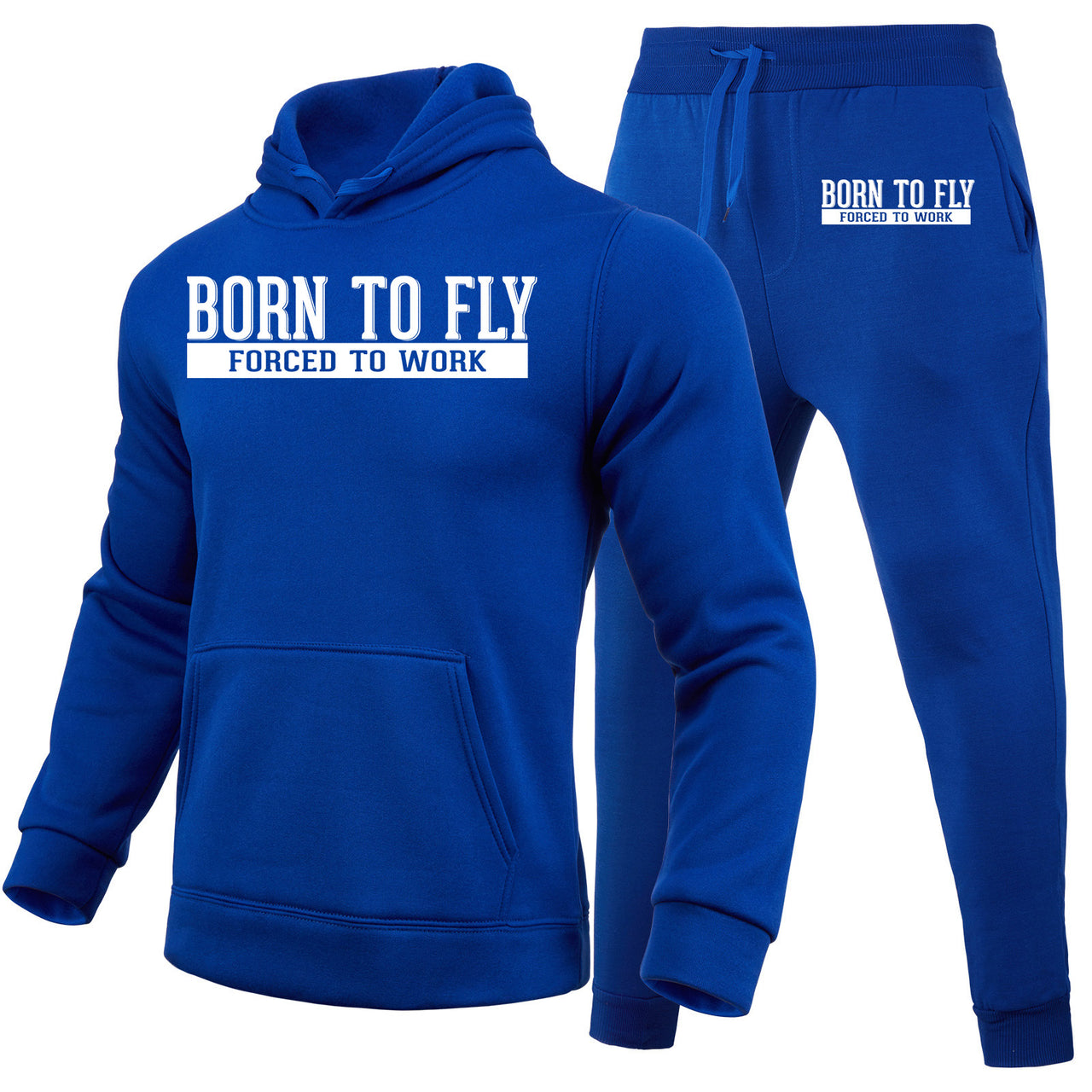 Born To Fly Forced To Work Designed Hoodies & Sweatpants Set