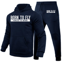 Thumbnail for Born To Fly Forced To Work Designed Hoodies & Sweatpants Set