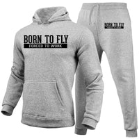 Thumbnail for Born To Fly Forced To Work Designed Hoodies & Sweatpants Set